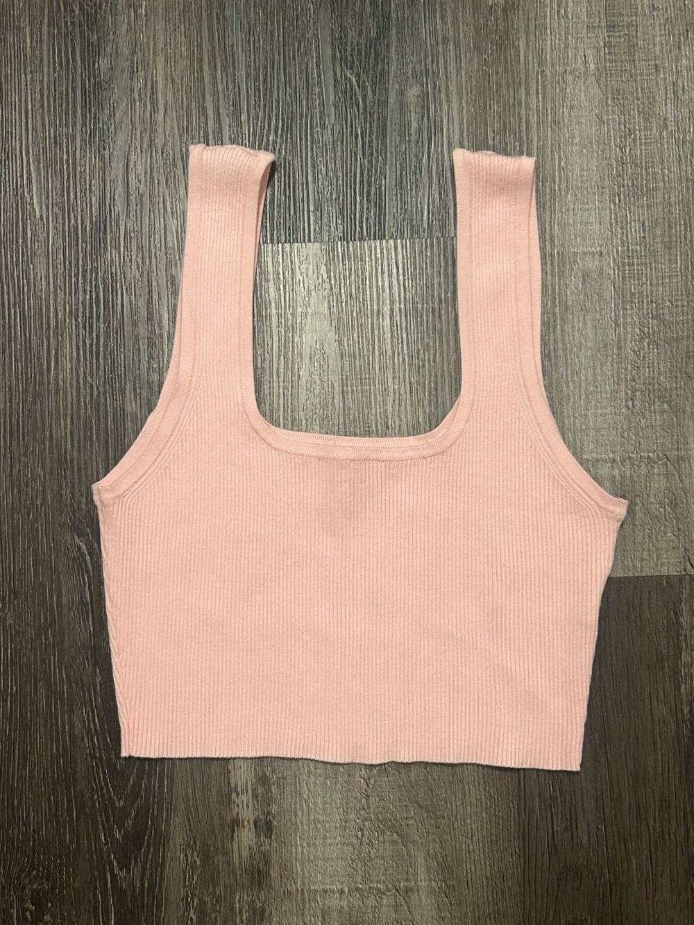 baby pink square neck knit crop